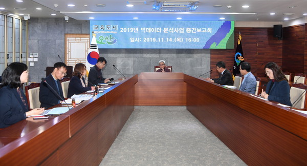 빅데이터 분석사업 중간보고회의를 진행하고 있다(사진제공=오산시청)