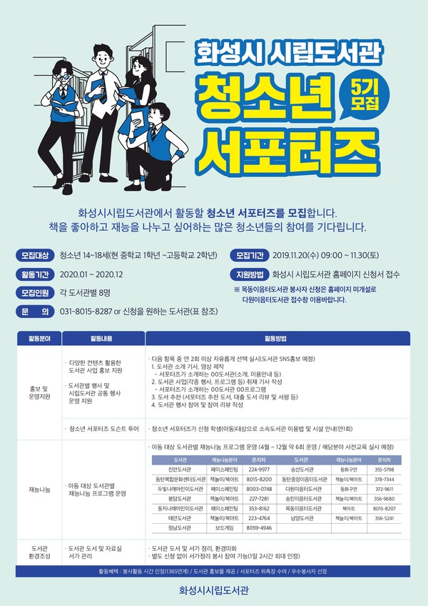 화성시립도서관 청소년서포터즈5기 홍보문(사진제공=화성시문화재단)
