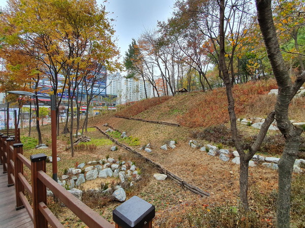 수청동 580번지 일원(문헌근린공원 내)에 생물다양성증진을 위한 생태환경보호구역(Sanctuary)형 기후변화 대응 숲 조성사업이 완료 되었다.(사진제공=오산시청)