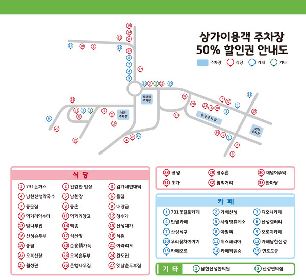 경기도남한산성세계유산센터는 30일부터 남한산성 내 상가 이용객에게 센터가 운영하는 4개 유료주차장의 주차요금을 50% 할인한다. (사진제공=남한산성세계유산센터)