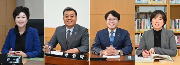사진 좌로부터 윤미현 시의장, 박종락 부의장, 류종우 시의원, 제갈임주 시의원.(사진제공=과천시의회)