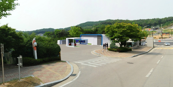 화성시가 8일 2020년 수소전기차 보급사업을 시행한다고 밝혔다. 화성시청에 건립 예정인 수소충전소 조감도 모습. (사진제공=화성시청)