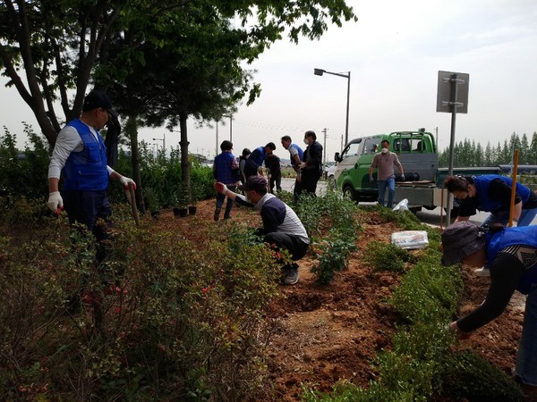 계양구 행정복지센터가 바르게살기위원회와 지난 14일 황어로134번길 및 148번길 일대(선주지동 진입도로 공터)에서 도시녹화사업을 진행했다. (사진제공=계양구청)