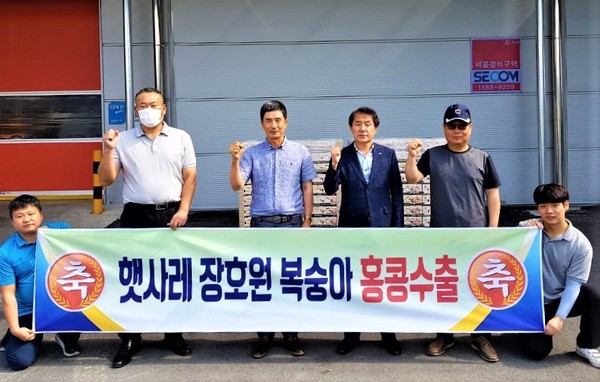 이천시 햇사레 복숭아가 지난 16일 홍콩으로 올해 첫 수출길에 올랐다. (사진제공=이천시청)