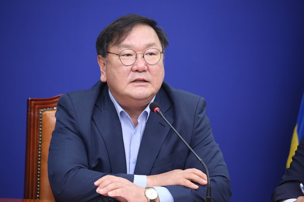 김태년 민주당 원내대표가 14일 국회에서 열린 최고위원회의에서 발언하고 있다. (사진=장민호 기자)