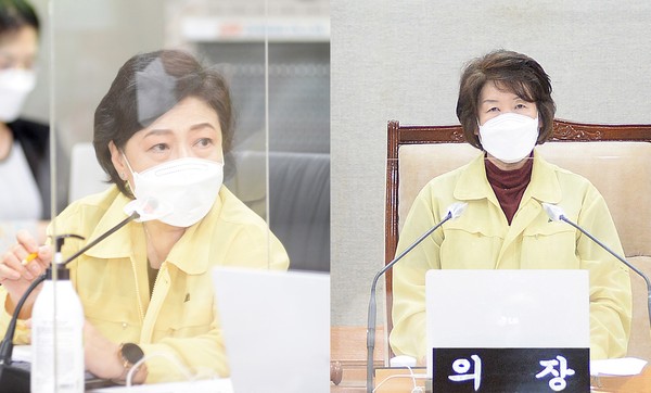 사진 왼쪽부터 윤희정 의원, 한양수 의원(시의회 의장). (사진제공 파주시의회)