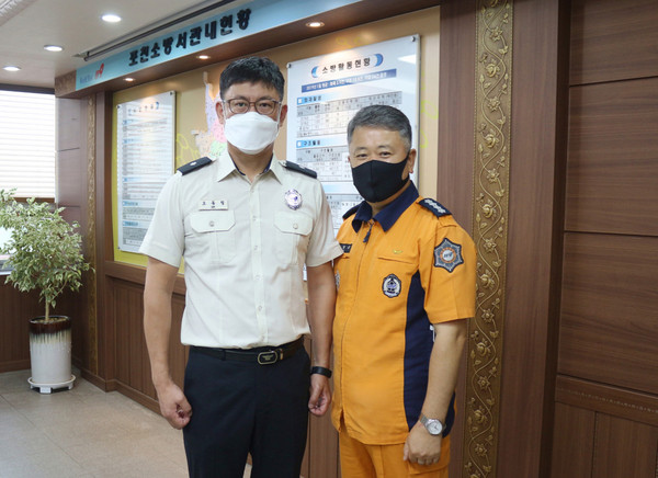 포천소방서 119구급대 오동철 소방위는 최근 소방청 주관으로 개최된 ‘제2회 생명보호 구급대상’을 수상, 1계급 특별 승진의 영예를 안았다. (사진제공=포천소방서)