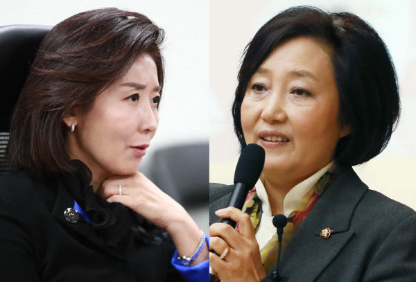 CBS와 KSOI(한국사회여론연구소)가 공동 조사한 차기 서울시장 후보 적합도를 묻는 질문에 더불어민주당 박영선(사진 오른쪽) 중소벤처기업부 장관과 국민의힘 나경원 전 의원이 ‘박빙’인 것으로 나타났다. (사진=중앙신문DB)