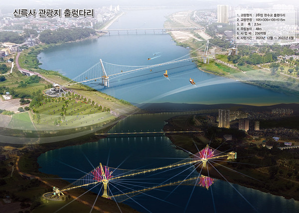 여주시는 신륵사관광지 출렁다리 설치공사를 지난 11월 말에 발주했다고 밝혔다. 사진은 신륵사관광지 출렁다리 조감도. (사진제공=여주시청)