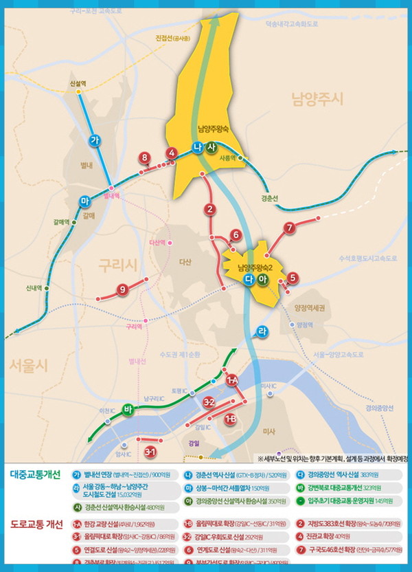 서울 강동에서 경기도 하남, 남양주를 잇는 도시철도가 3기 신도시 남양주 왕숙 일대 교통 문제를 해결하기 위해 오는 2028년 개통된다.(사진=국토부)