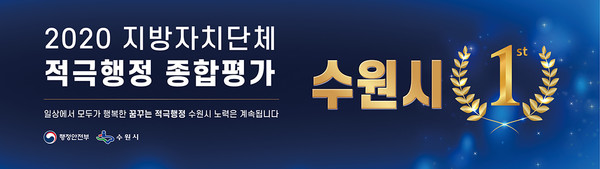 수원시가 행정안전부가 주관하는 ‘2020 지방자치단체 적극행정 종합평가’에서 기초지자체 중 가장 높은 점수를 받아 ‘우수기관’으로 선정됐다고 3일 밝혔다. (사진제공=수원시청)