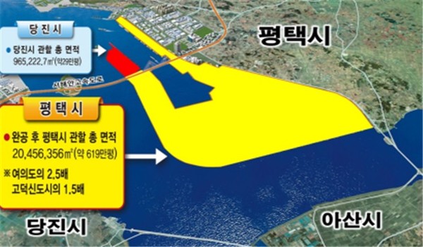 평택‧당진항 최종 매립완료 시 관할 구역. (사진제공=경기도청)