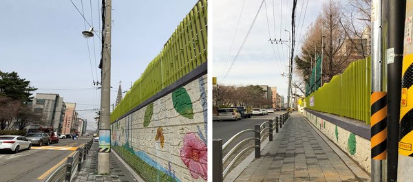 서구가 적극행정으로 전주 옮겨 ‘안전한 등굣길’을 조성했다. (사진제공=서구청)
