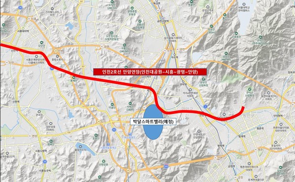 사진은 인천2호선 안양연장선 위치도. (사진제공=안양시청)