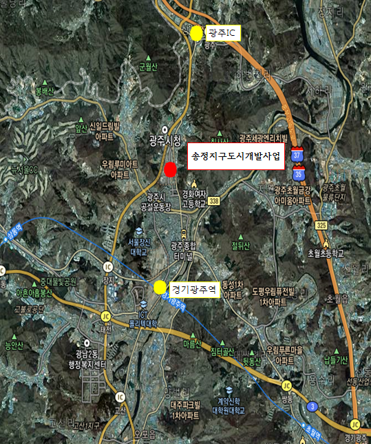 사진은 송정지구 도시개발사업 체비지 매각 위치도. (사진제공=광주시청)