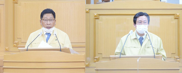 파주시의회 이성철·손배찬 의원이 공동발의한 ‘파주시 농민기본소득 지원 조례안’이 21일 제226회 제1차 정례회 제2차 본회의에서 통과됐다. 좌측 이성철 의원, 우측 손배찬 의원. (사진제공=파주시의회)