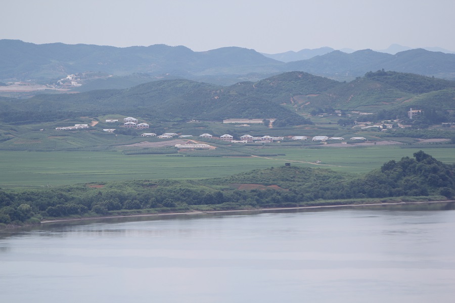 임진강 수변의 울창한 숲엔 왜가리들의 집단 서식지로 군무를 이룬 모습을 쌍안경으로 살펴봤다.