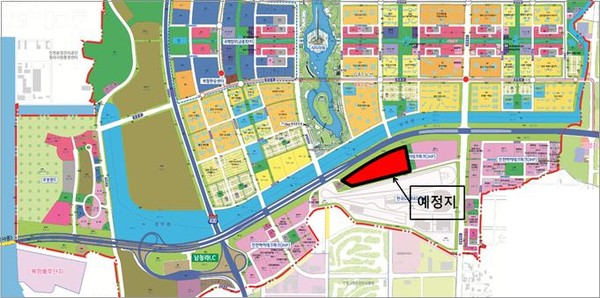 인천경제자유구역청은 청라국제도시 IHP 도시첨단 산업단지 내 현대모비스의 수소연료전지 핵심부품(스택) 생산시설을 유치했다. 사진은 현대모비스 입주 예정부지 위치도. (사진제공=인천경제청)