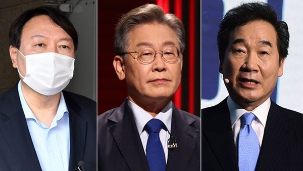 지난 20일부터 21일까지 이틀간 한국사회여론연구소가 TBS에 의뢰해 실시한 각 당의 대선 경선후보들의 여론조사에서 국민의힘 윤석열 후보와 더불어민주당 이재명 후보가 오차 범위 내에서 1,2를 다투는 것으로 조사됐. (사진=중앙신문DB)