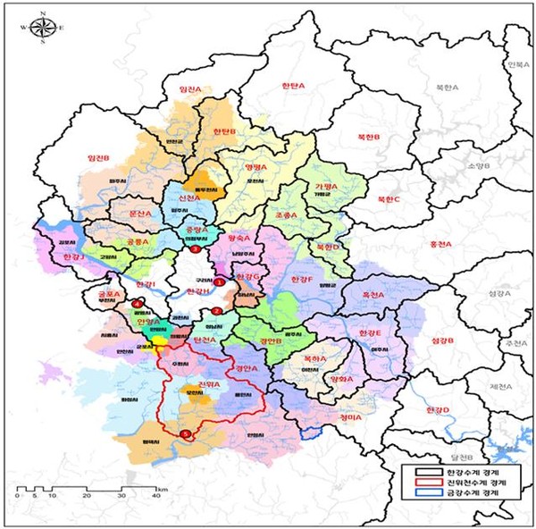 사진은 경기도 기본계획 목표수질 주요지점. (사진제공=경기도청)