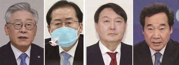 9일 리얼미터가 오마이뉴스 의뢰로 여론조사를 실시해 발표한 자료에 국민의힘 홍준표 후보가 윤석열 후보를 제치고 1위 자리를, 더불어민주당에선 이재명 후보가 여전히 타 후보들에 비해 높은 지지율로 1위를 수성(守成)하고 있는 것으로 나타났다. (사진=중앙신문DB)