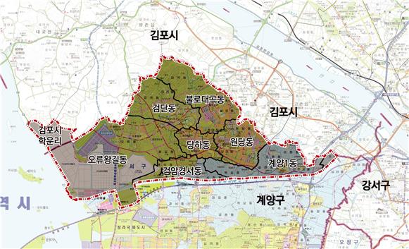 인천시가 서구 검단동, 마전동, 원당동 등 북부권 지역주민의 삶의 질 향상을 도모하고자 생활SOC(사회기반시설)를 기존 계획보다 대폭 늘린다.  사진은 인천 북부권 현황도. (사진제공=인천시청)