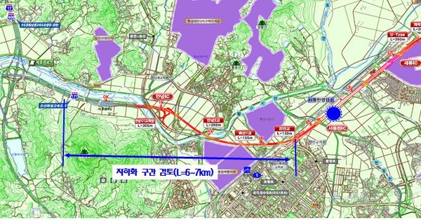 서철모 화성시장이 18일 청와대 및 국토교통부에 ‘오산~용인 고속도로 민간투자사업 화성시 구간 지하화’건의문을 전달했다. 사진은 ‘오산~용인 고속도로 화성시 구간 지하화’ 노선도(사진제공=화성시청)