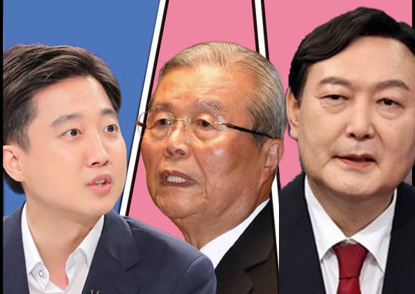 국민의힘 윤석열 대선후보와 이준석 당 대표가 또다시 충돌해 ‘갈등의 골‘이 깊어지고 있는 가운데 한 중진 의원이 윤 후보를 두둔하고 나서 관심을 모으고 있다. 사진 왼쪽부터 이준석 대표, 김종인 총괄선대위원장, 윤석열 후보. (사진=중앙신문DB)