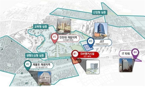 인천시는 지역 산업의 디지털 대전환과 원도심 활성화를 위해 제물포 일원에 ‘SW·ICT진흥단지’를 조성한다. 사진은 SW·ICT 진흥단지 조감도 (사진제공=인천시청)