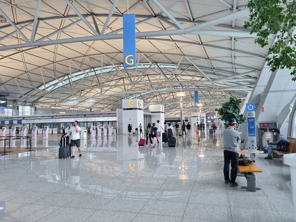 인천공항 제1여객터미널 G카운터 앞. (사진=이복수 기자)
