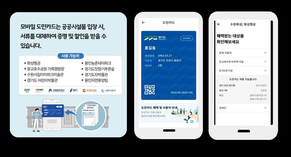 경기지역 공공시설 입장 할인 자격을 간편하게 확인해주는 ‘도민카드’ 적용 시설이 다음 달 중 기존 8곳에서 52곳으로 대폭 확대될 예정이다. (사진제공=경기도청)