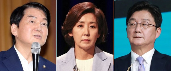 국민의힘 안철수 의원은 당내 당권 도전자로 거론되고 있는 일부 유력 출마자 2명의 실명을 거론하며 출마 가능성이 낮다고 분석해 주목된다. 사진 왼쪽부터 안철수 의원, 나경원-유승민 전 의원. (사진=중앙신문DB)