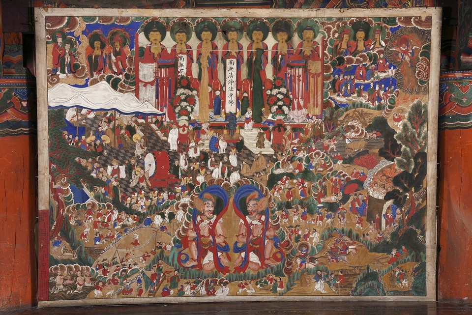 파주시 보광사 불화 3점이 ‘경기도 유형문화재’로 지정돼 조선 말기 불교회화 연구에 좋은 자료가 될 것으로 보여 학계의 비상한 관심을 모으고 있다. 사진은 현왕도. (사진제공=파주시청)
