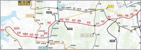 인천시가 지난 120여년 동안 도시 단절을 가져온 경인전철의 지하화 해법 찾기에 나섰다. 사진은 경인전철 지하화 노선도. (사진제공=인천시청)