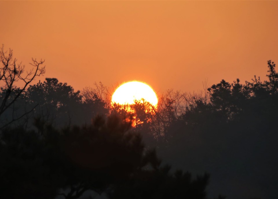 이천시 설봉산에 해가 떠오르고 있다. 22일 일요일인 오늘 경기·인천지역은 대체로 흐리고, 경기남동부지역을 제외한 지역에는 1㎝ 미만의 눈이 내리겠다. (사진=중앙신문DB)