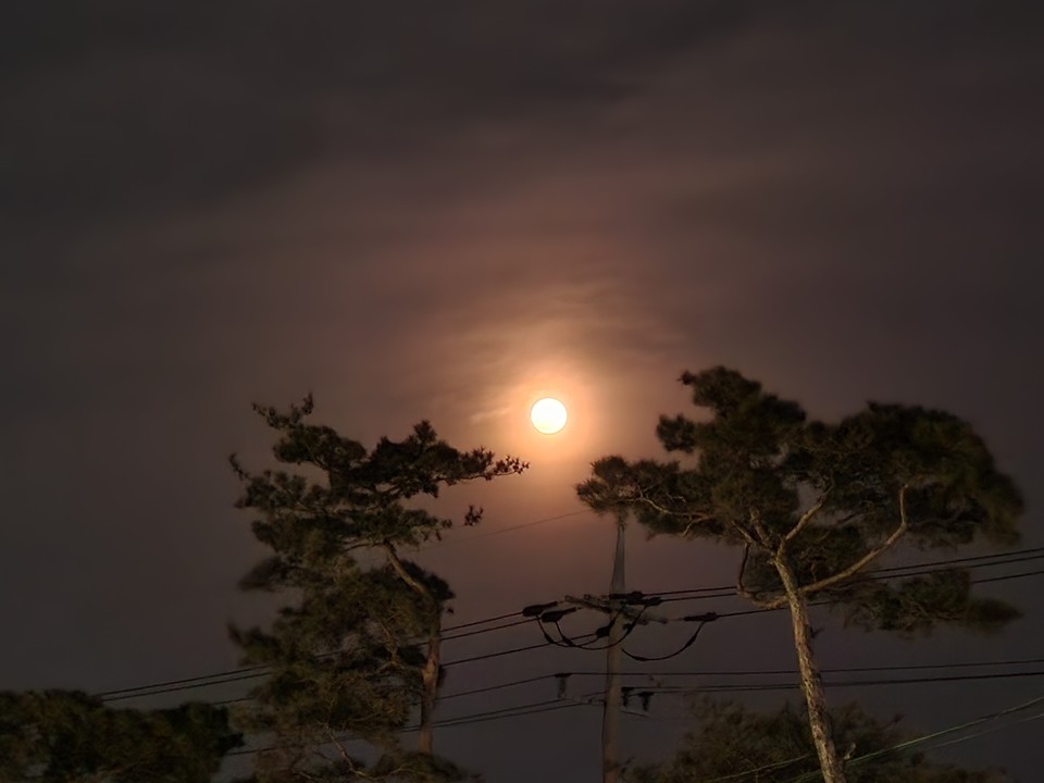 비상저감조치가 내려진 6일 오후 7시40분께 용인시 처인구 포곡읍 유운리에서 바라본 달이 미세먼지에 가려 흐릿하게 보이고 있다. (사진=김상현 기자)