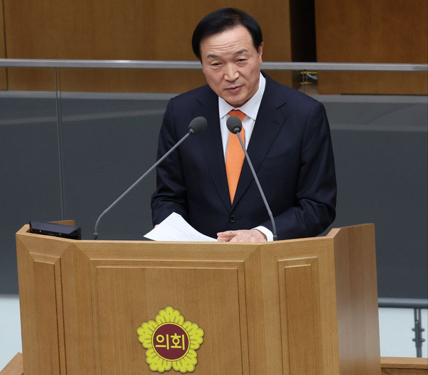 임태희 교육감은 7일 오전 경기도의회 본회의장에서 열린 임시회 본회의에 참석해 2023 경기교육 업무보고를 했다. (사진제공=경기도교육청)