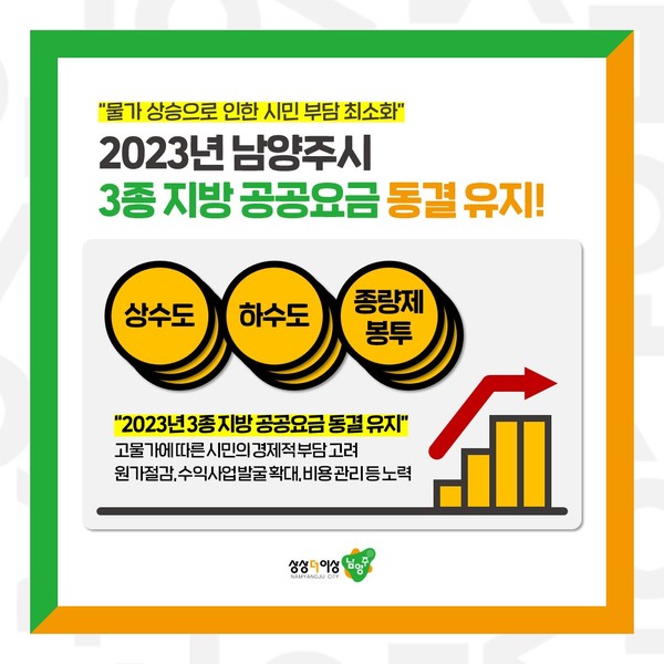 남양주시는 고물가로 인한 시민의 경제적 부담을 고려해 시가 결정하는 상수도, 하수도, 쓰레기봉투 3종에 대한 지방 공공요금을 동결한다. (사진제공=남양주시청)