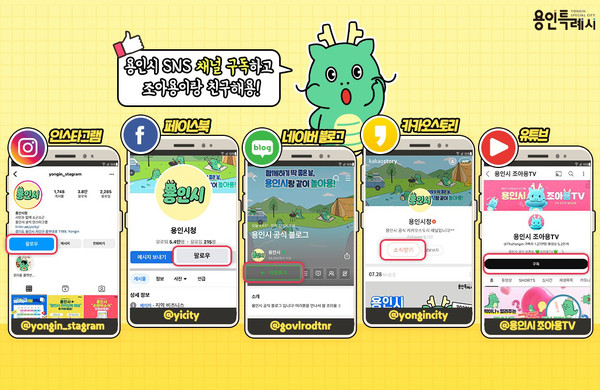 용인특례시가 2022년 기준 포털 공식 SNS 5개 채널 전체 조회 수가 2021년 대비 117.26%가 증가했다. (사진제공=용인시청)