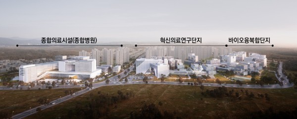 파주시가 야심차게 추진 중인 ‘메디컬클러스터’ 조성사업에 필요한 대부분 절차가 끝나고, 현재 협의 보상 절차가 순조롭게 진행되고 있어 올 안에 착공이 가능해 51만 시민들의 ‘숙원’이 해결될 전망이다. 사진은 ‘메디컬클러스터’ 조감도. (사진제공=파주시청)