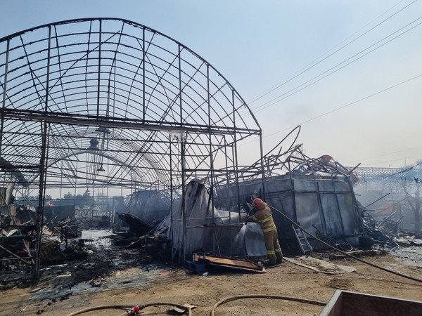 20일 오전 10시57분께 고양시 덕양구 토당동의 비닐하우스에서 불이 났다. (사진제공=경기도북부소방재난본부)
