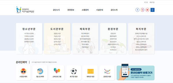 서구시설관리공단에서 운영하는 서구청소년시설(가좌·검단·연희청소년센터)은 인천광역시교육청에서 주관하는 ‘2023년도 1학기 고교학점제 지역연계 꿈이음대학’ (이하 꿈이음대학)운영기관에 선정됐다. 사진은 서구시설관리공단 홈페이지 캡쳐.  (사진=중앙신문DB)