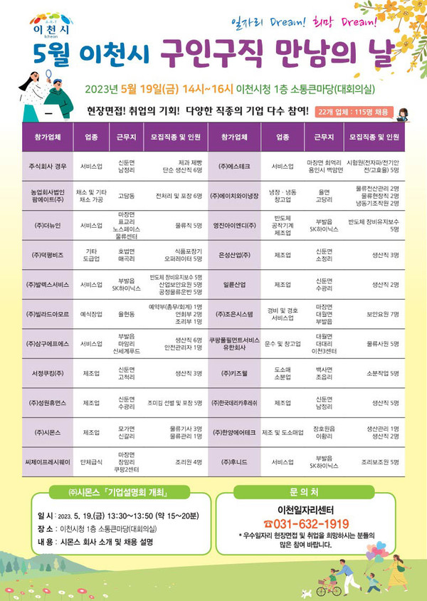 이천시가 오는 19일 올해 세번째 ‘구인구직 만남의 날’ 행사를 개최한다. (사진제공=이천시청)