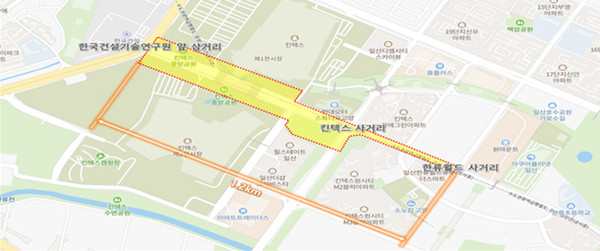 고양시가 킨텍스 일원 지하공간 복합개발의 밑그림을 그리기 위해 기본구상용역을 추진한다. 사진은 고양시 킨텍스 지하공간 복합개발 위치도. (사진제공=고양시청)