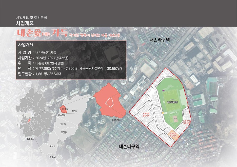 의왕시가 국토교통부가 주관하는 2023년 도시재생사업 공모에 최종 선정돼 도시재생보조사업비 83억원(국·도비 포함)을 확보했다. 사진은 사업개요도. (사진제공=의왕시청)