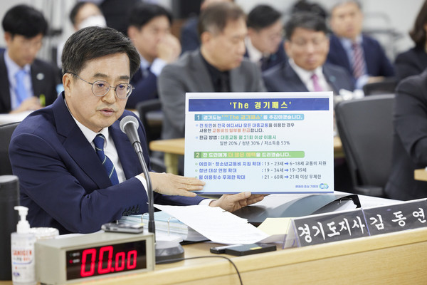 17일 오전 도청 다목적회의실에서 열린 2023년 행정안전위원회에서 김동연 도지사가 도정질의에 답변하고 있다. (사진제공=경기도청)