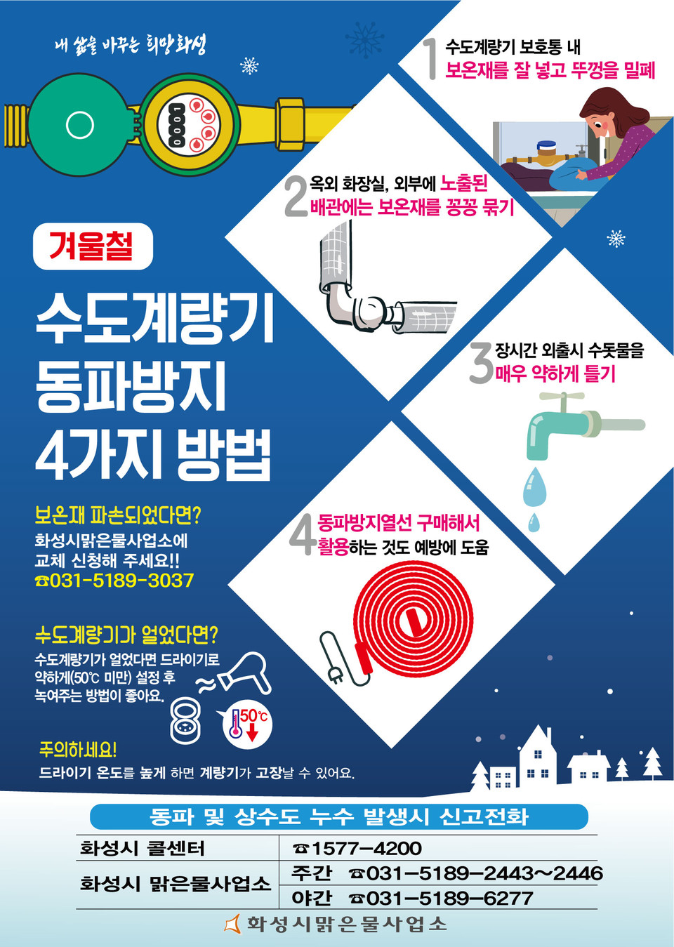 화성시가 동절기 논스톱 급수공사 시행을 통해 시민 불편 최소화에 나선다. (사진제공=화성시청)