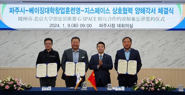 파주시에 국내 최초의 국제적 창업훈련센터가 만들어져 한국과 중국 청년들이 파주에서 창업 공부를 하며 서로의 정보를 공유할 수 있게 됐다. (사진제공=박정 의원실)