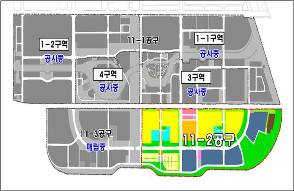 인천경제자유구역청은 첨단산업클러스터 조성을 위해 송도국제도시 11-2공구 기반시설 건설 공사(1.53㎢)에 본격 착수한다. 사진은 송도 11-2공구 기반시설 위치도. (사진제공=인천경제청)
