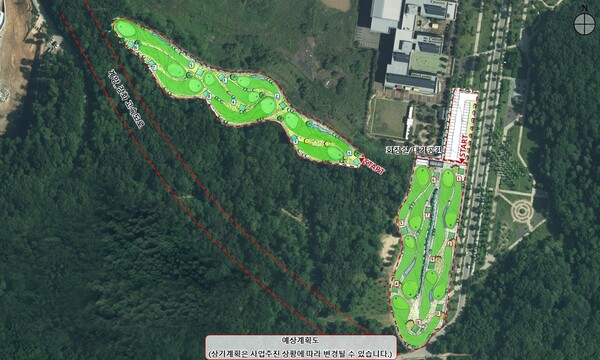 김포시가 허산에 계획 중인 산지형 파크골프장 옆으로 계획된 계양강화 고속도로 허선 구간. (사진제공-김포시청)